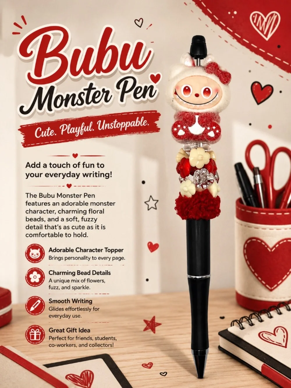 Crimson Cuddle Monster Pen